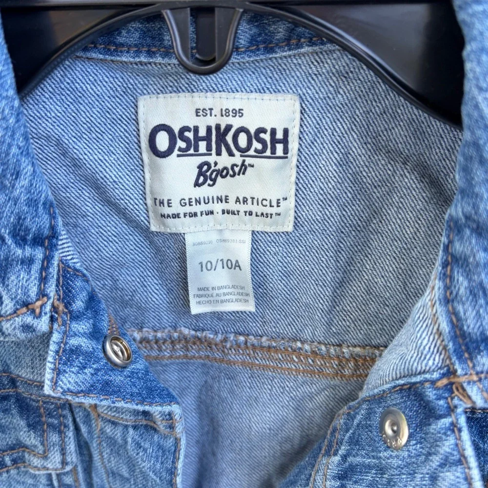 OshKosh Bgosh Kids‎ Denim Trucker Jacket Medium Wash Blue Cotton Size 10 10A